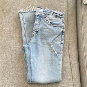 Women's Light Blue Distressed Boot Cut Jeans